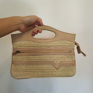 *VINTAGE* canvas & straw handbag
